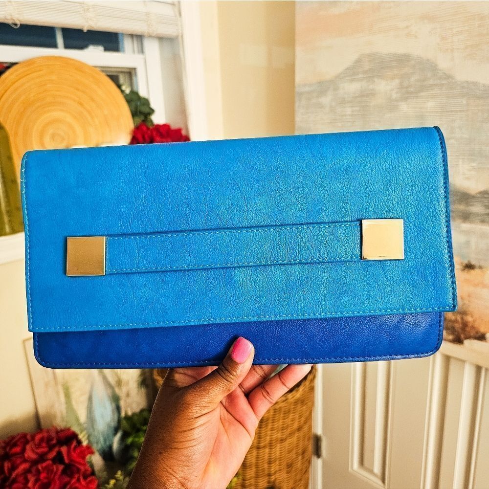 Melie Bianco Colorblock Vegan Leather Clutch.